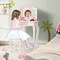 Pink White Kids Vanity Table and Stool Set Tri-Folding Mirror Zebra Print